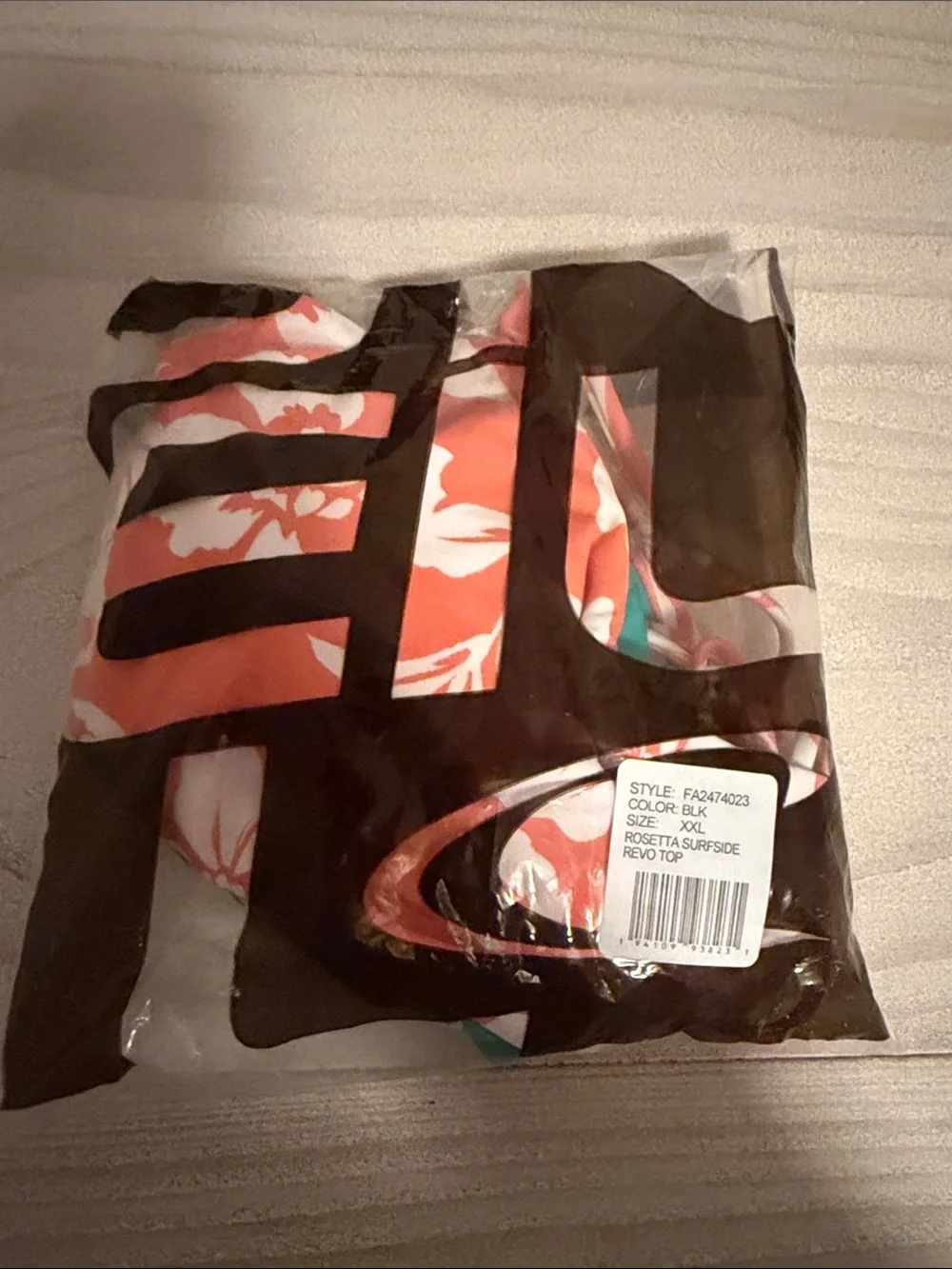 O'Neill Orange and White Floral Bandeau Bikini Reversible Top